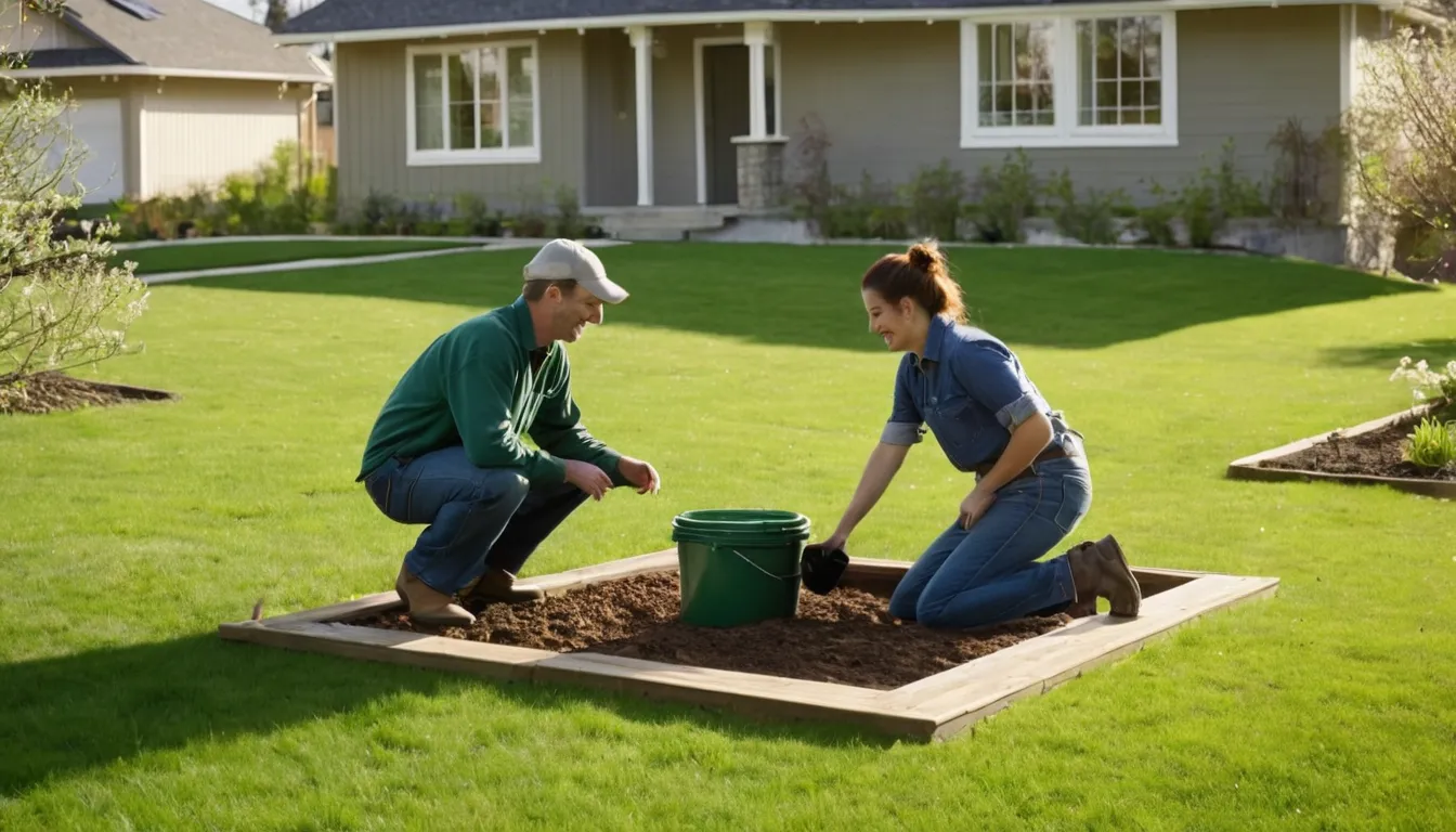 Provider inspecting a septic tank lid in a backyard near Overland Park